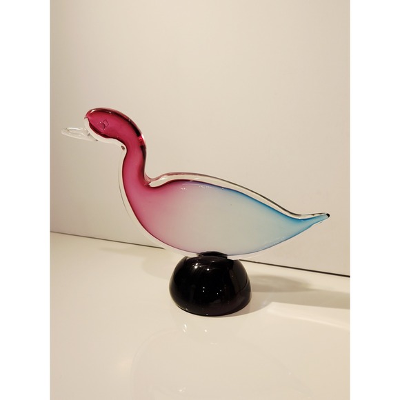 Vtg Murano Sommerso Italian Art Glass Duck Bird Sculpture Purple Blue Figurine - Picture 11 of 12